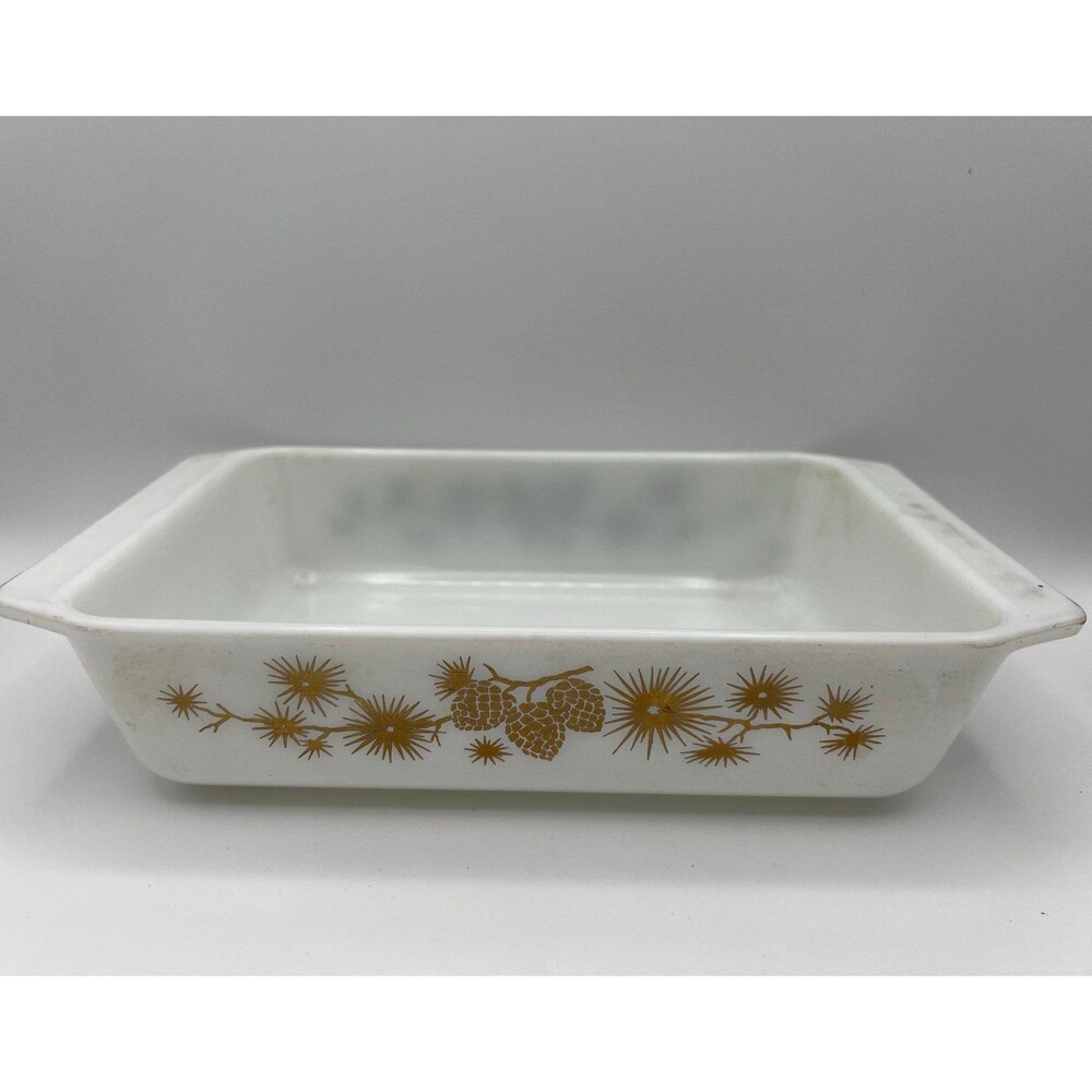 Vintage Pyrex 575-B Golden Pine Cone 2 Qt Space Saver Dish AS-IS